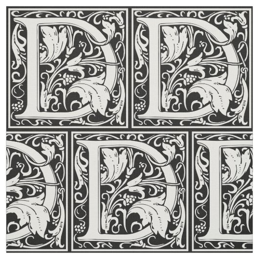 Letter D Middeleeuws Monogram Art Nouveau Stof (Swatch)