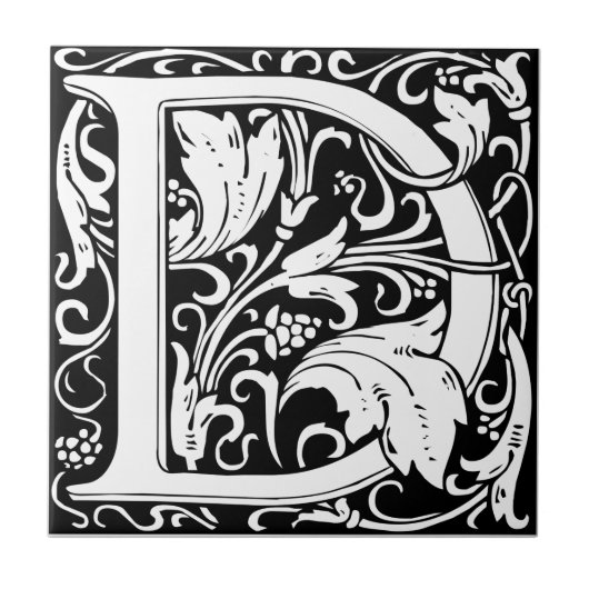 Letter D Middeleeuws Monogram Art Nouveau Tegeltje (Voorkant)