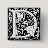Letter D Middeleeuws Monogram Art Nouveau Vierkante Button 5,1 Cm (Voorkant)