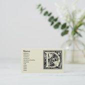 Letter D Middeleeuws Monogram Art Nouveau Visitekaartje (Staand voorkant)