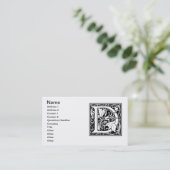 Letter D Middeleeuws Monogram Art Nouveau Visitekaartje (Staand voorkant)