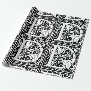 Letter D Middeleeuwse Monogram Art Nouveau Cadeaupapier
