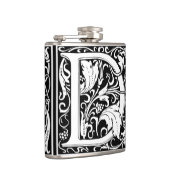 Letter D Middeleeuwse Monogram Art Nouveau Heupfles (Rechts)