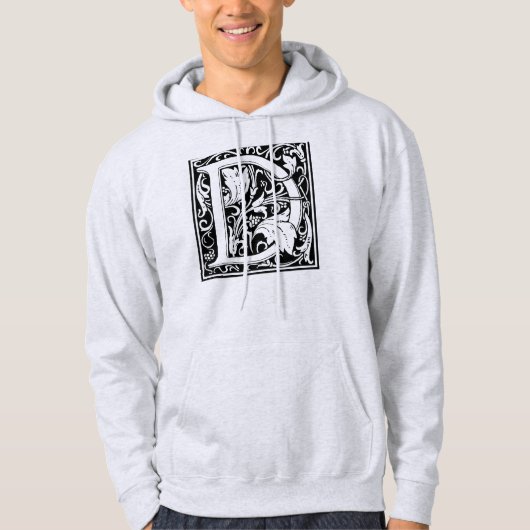 Letter D Middeleeuwse Monogram Art Nouveau Hoodie (Voorkant)