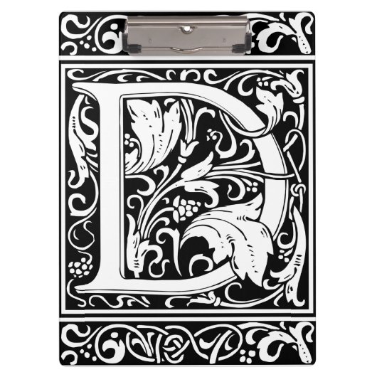 Letter D Middeleeuwse Monogram Art Nouveau Klembord (Voorkant)