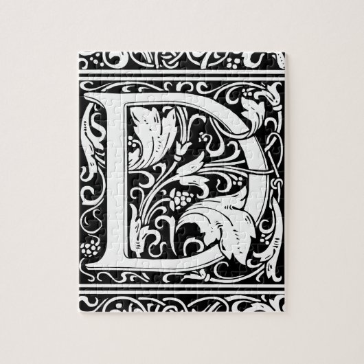 Letter D Middeleeuwse Monogram Art Nouveau Legpuzzel (Verticaal)