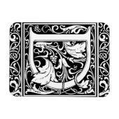 Letter D Middeleeuwse Monogram Art Nouveau Magneet (Horizontaal)