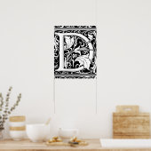 Letter D Middeleeuwse Monogram Art Nouveau Poster (Keuken)