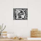 Letter D Middeleeuwse Monogram Art Nouveau Poster (Keuken)