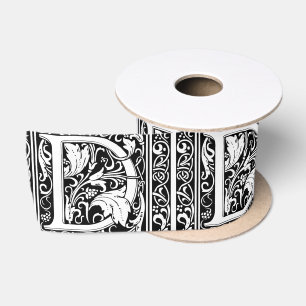 Letter D Middeleeuwse Monogram Art Nouveau Satijnen Lint
