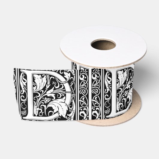 Letter D Middeleeuwse Monogram Art Nouveau Satijnen Lint (Spoel)