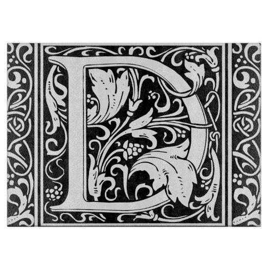 Letter D Middeleeuwse Monogram Art Nouveau Snijplank (Voorkant)