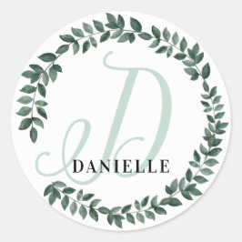 Letter D Monogram Aangepaste Naam Minimalistische  Ronde Sticker