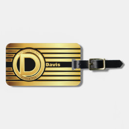 Letter D-monogram bagagelabel Gold stripe Black