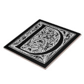 Letter D Monogram Black White "D"-Initialen Tegeltje (Zijkant)