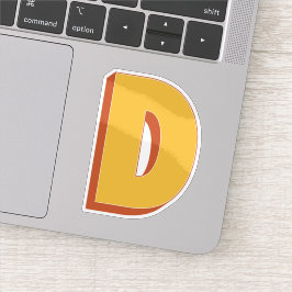 Letter D Monogram, Bold 3D Type Font Initial  Sticker