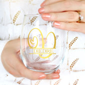 Letter D Monogram Bruidsmeisje Gift, Modern Elegan Wijnglas Zonder Voet