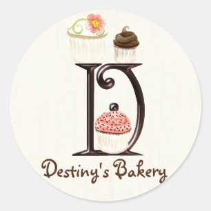 Letter D Monogram Cupcake Logo Zakelijke Stickers