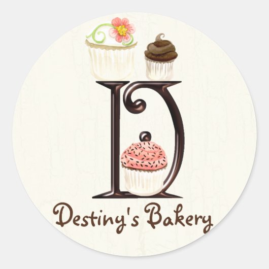 Letter D Monogram Cupcake Logo Zakelijke Stickers (Voorkant)