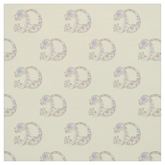 Letter D monogram decoratieve tekst op maat Stof (Swatch)