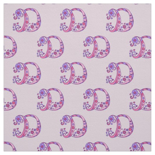 Letter D monogram decoratieve tekst op maat Stof (Swatch)