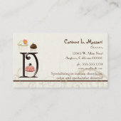 Letter D Monogram Dessert Bakkerij Visitekaartjes (Achterkant)