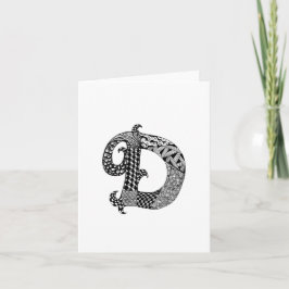 Letter D Monogram in zwart-wit Notitiekaartje