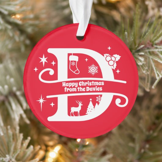 Letter D Monogram Initiaal Familienaam Greeting Ornament (Boom)