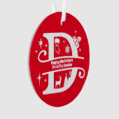 Letter D Monogram Initiaal Familienaam Greeting Ornament (voorkant)