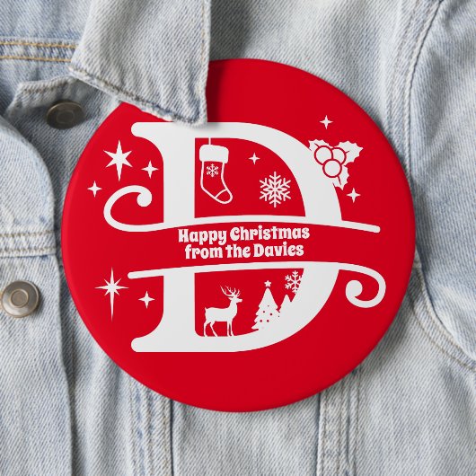 Letter D Monogram Initiaal Familienaam Greeting Ronde Button 6,0 Cm (In situ)