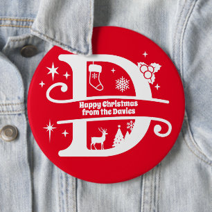 Letter D Monogram Initiaal Familienaam Greeting Ronde Button 6,0 Cm