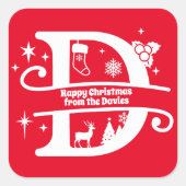 Letter D Monogram Initiaal Familienaam Greeting Vierkante Sticker (Voorkant)
