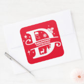 Letter D Monogram Initiaal Familienaam Greeting Vierkante Sticker (Envelop)