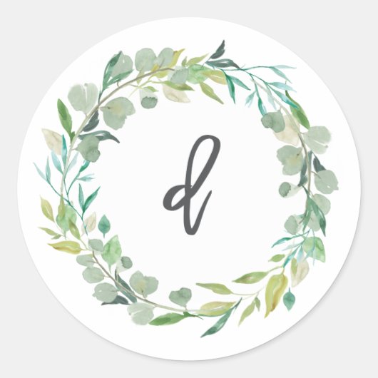 Letter D Monogram Initiaal Sticker Envelop zegel (Voorkant)