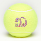 Letter D-monogram meisjes gepersonaliseerde doodle Tennisballen (Achterkant)