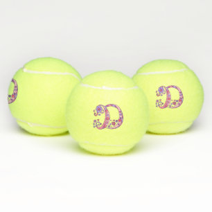 Letter D-monogram meisjes gepersonaliseerde doodle Tennisballen