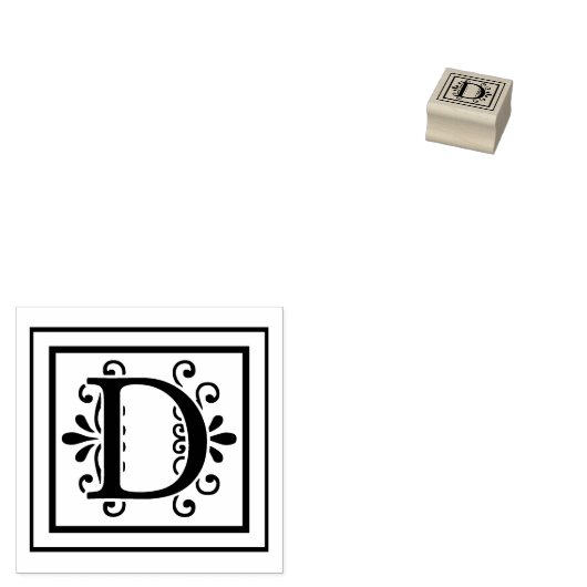 Letter D Monogram Rubberstempel (Gestempeld)