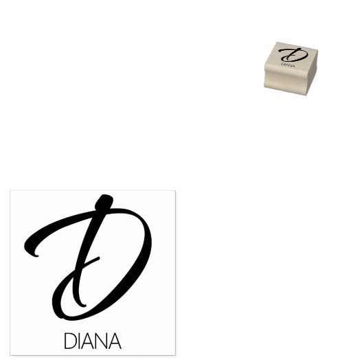 Letter D Monogram Speciaal Rubber Stempel (Gestempeld)