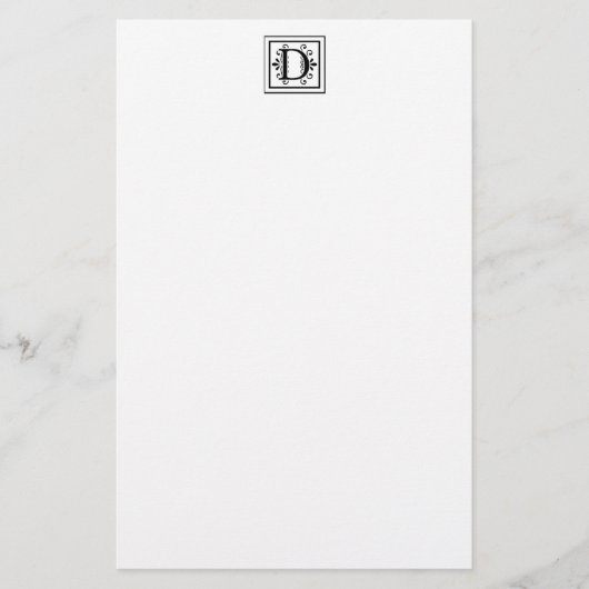 Letter D Monogram Stationery Briefpapier (Voorkant)