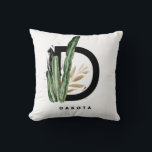 Letter D Monogram | Tropische actus gepersonalisee Kussen<br><div class="desc">letter D monogram notitieboek met waterverf cactus, faux goudfolie bladeren en zwarte waterverf borstelaccenten. Pas dit tropische monogram notitieboek aan door jouw naam of andere details toe te voegen. Dit boho letter D monogrammed notitieboek zal perfect zijn als geschenk. Andere brieven zijn beschikbaar.</div>