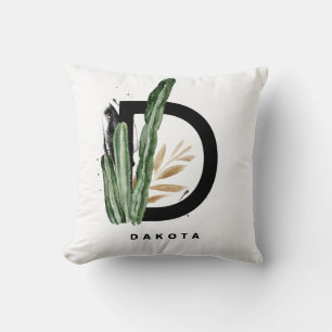 Letter D Monogram   Tropische actus gepersonalisee Kussen
