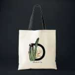 Letter D Monogram | Tropische actus gepersonalisee Tote Bag<br><div class="desc">letter D monogram canvas tas met waterverf cactus, faux goudfolie bladeren en zwarte waterverf borstelaccenten. Pas deze tropische monogram canvas tas aan door jouw naam of andere details toe te voegen. Deze hoofdletter D monogrammed tas zal perfect zijn als cadeau. Andere brieven zijn beschikbaar.</div>