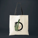 Letter D Monogram | Tropische actus gepersonalisee Tote Bag<br><div class="desc">letter D monogram canvas tas met waterverf cactus, faux goudfolie bladeren en zwarte waterverf borstelaccenten. Pas deze tropische monogram canvas tas aan door jouw naam of andere details toe te voegen. Deze hoofdletter D monogrammed tas zal perfect zijn als cadeau. Andere brieven zijn beschikbaar.</div>
