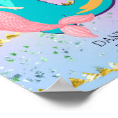 Letter D Monogram Waterverf Cute Mermaid Nursery Poster (Hoek)