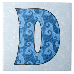 Letter D - Monogrammed Blue Paisley 6-inch Tegel Tegeltje