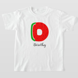 Letter D Naam T-shirt, Alphabet Watermelon T-shirt