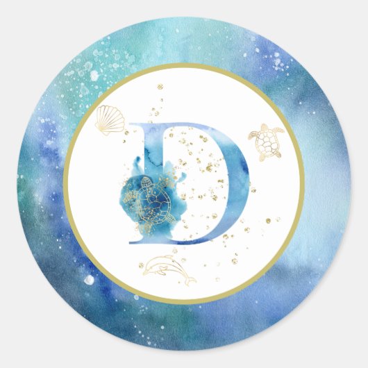 *~* LETTER D - Nautische strandenvelop Sticker (Voorkant)