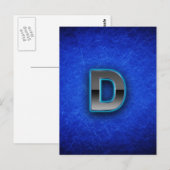 Letter D - neonblauw Briefkaart (Voorkant / Achterkant)