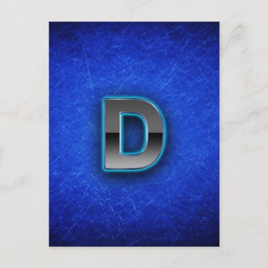Letter D - neonblauw Briefkaart (Voorkant)