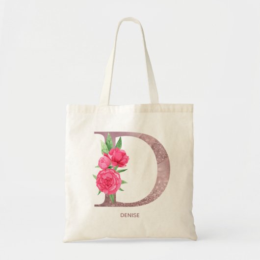 Letter D Persoonlijke naam monogram bridesmaid Tote Bag (Voorkant)